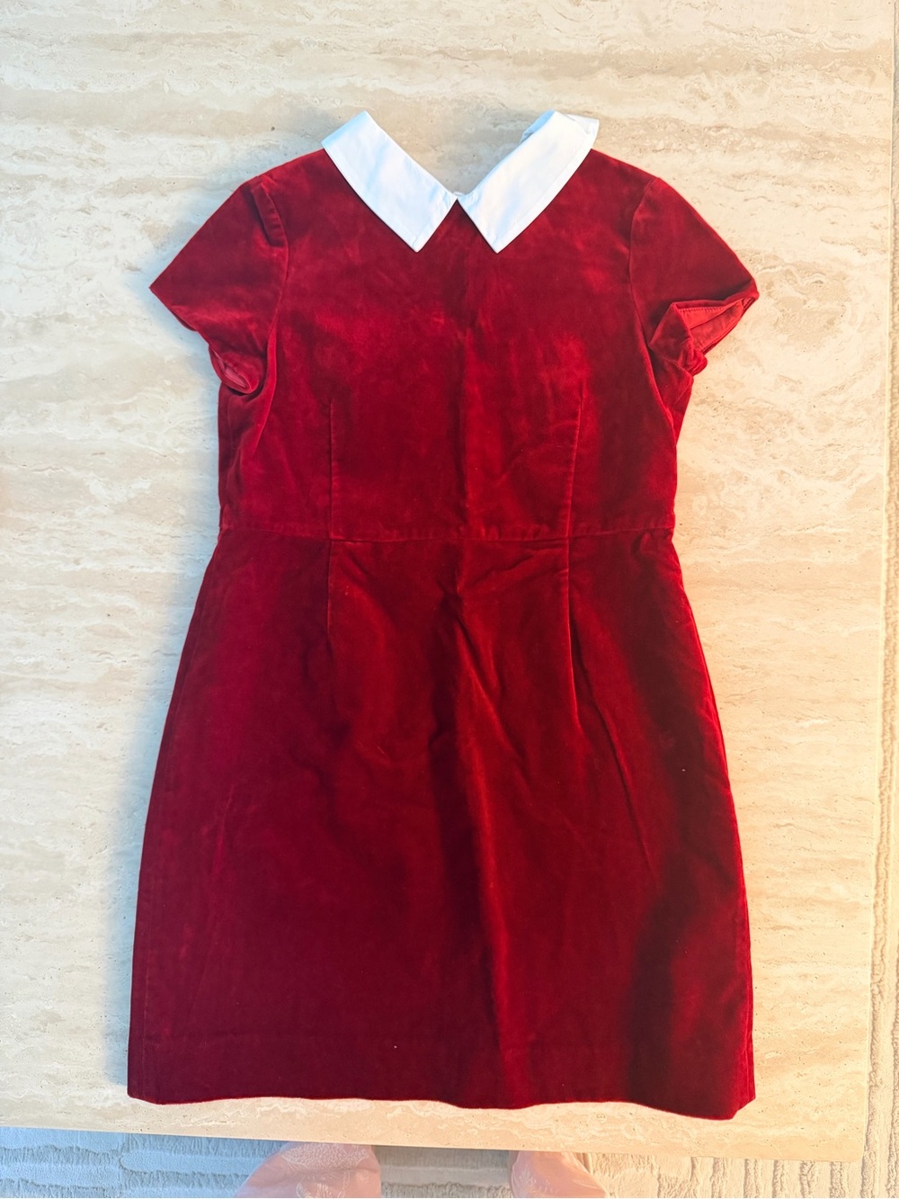 Bonpoint Red Velvet Dress with White Peter Pan Collar